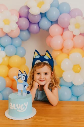 Beaumode Bluey Balloon Garland Kit – 149 Pastel Blue Pink Daisy Balloons for Girl's 2nd Birthday Party