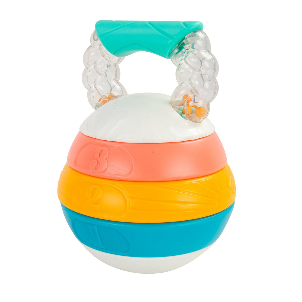 BEBÉ FUERTE Stack and Count Kettlebell Activity Toy – Bilingual Stacking Rings for Babies 6 Months+