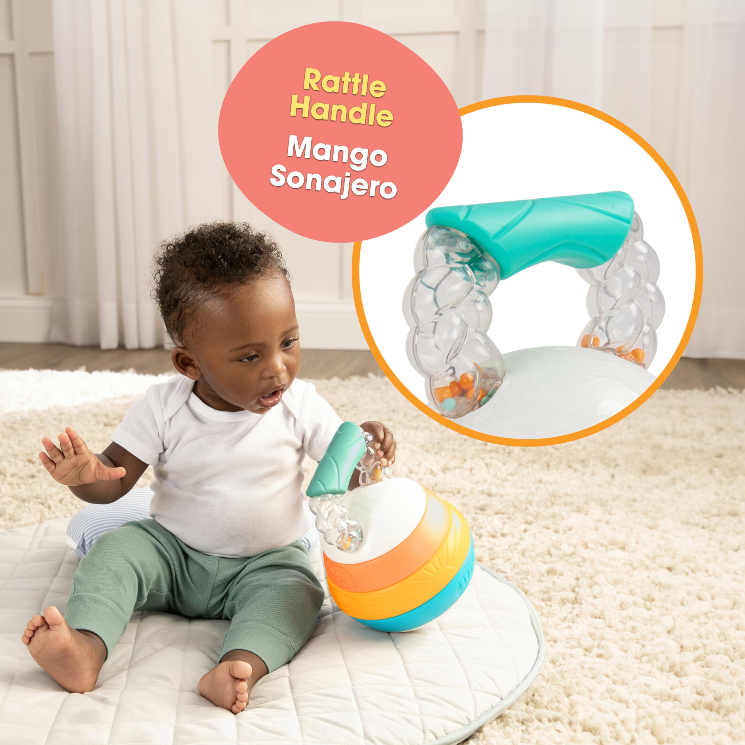 BEBÉ FUERTE Stack and Count Kettlebell Activity Toy – Bilingual Stacking Rings for Babies 6 Months+