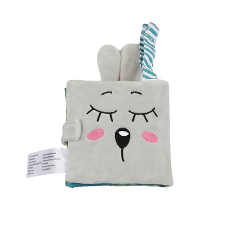 bebe mondo Bunny Baby Mirror Toy – Soft Crinkle Cloth Book with High Contrast Patterns for Tummy Time, 0-12 Months