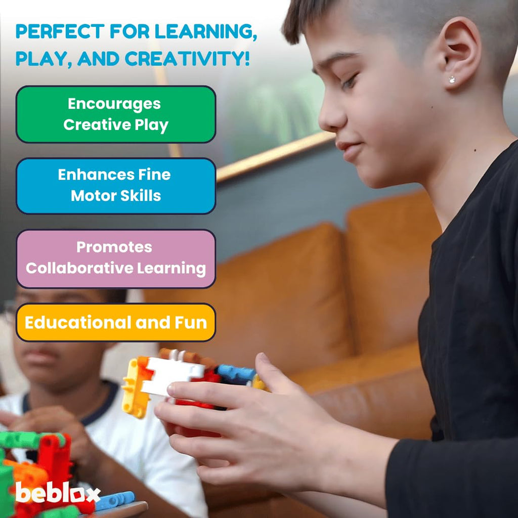 BEBLOX Rocket Building Blocks Set - 136-Piece STEM Toy for Kids Ages 4+