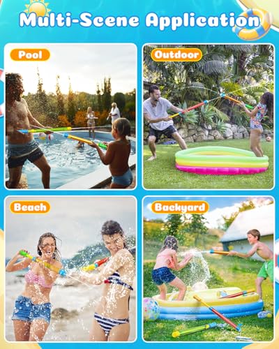BebouToye 4 Pack Water Blasters - 40ft Range Squirt Guns for Kids Ages 3-12, Pool Beach Summer Toy