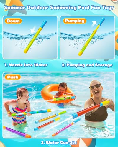 BebouToye 4 Pack Water Blasters - 40ft Range Squirt Guns for Kids Ages 3-12, Pool Beach Summer Toy