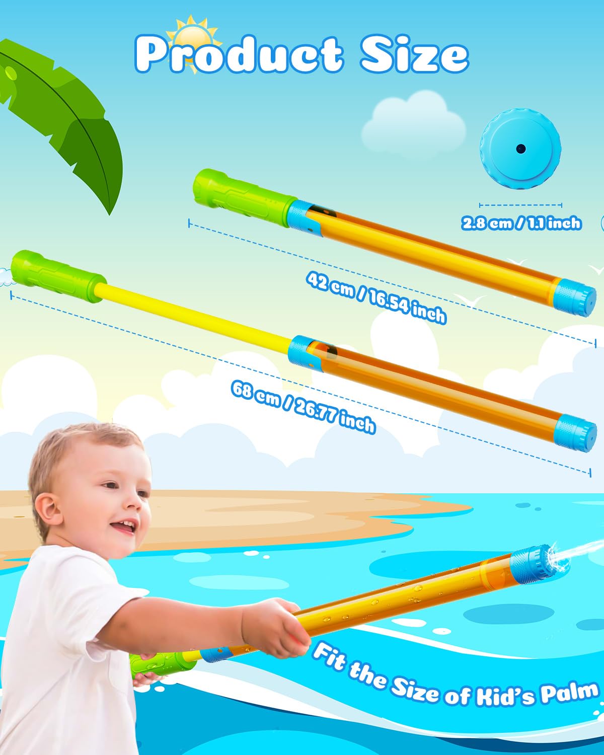 BebouToye 4 Pack Water Blasters - 40ft Range Squirt Guns for Kids Ages 3-12, Pool Beach Summer Toy