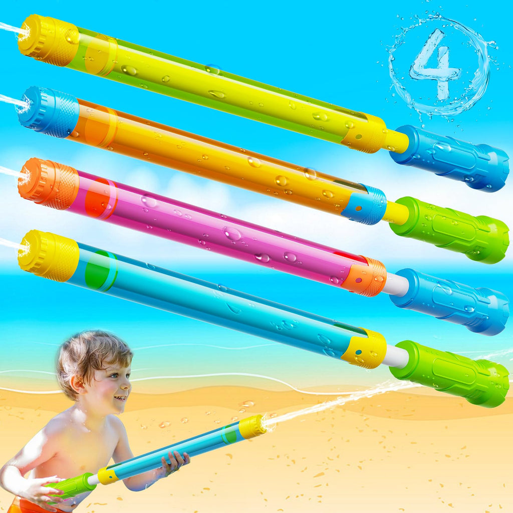 BebouToye 4 Pack Water Blasters - 40ft Range Squirt Guns for Kids Ages 3-12, Pool Beach Summer Toy