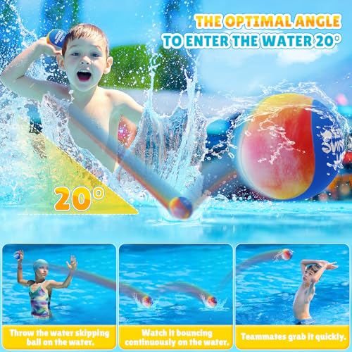 BebouToye Water Skipping Balls 3-Pack – Silicone Water Bounce Balls for Pool, Lake, Beach Fun for Kids and Adults