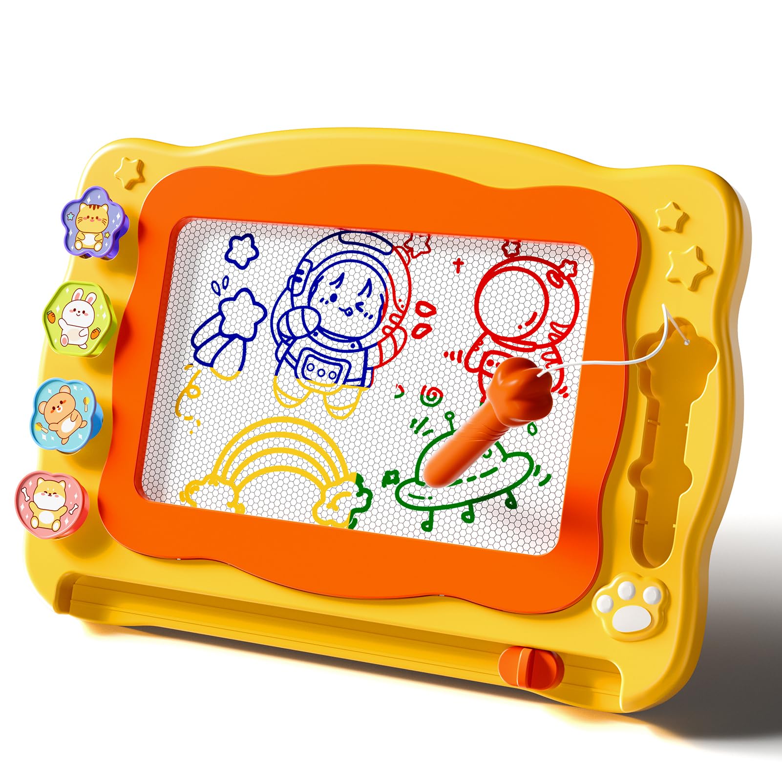 Beby Buty Large Magnetic Drawing Board for Toddlers - Doodle Board with Stamps and Templates, Erasable Writing Pad, Educational Travel Toy for Kids Ages 3-8