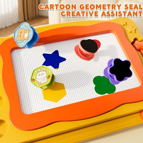 Beby Buty Large Magnetic Drawing Board for Toddlers - Doodle Board with Stamps and Templates, Erasable Writing Pad, Educational Travel Toy for Kids Ages 3-8