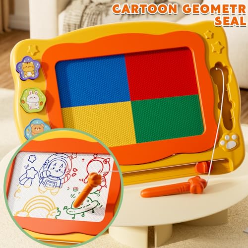 Beby Buty Large Magnetic Drawing Board for Toddlers - Doodle Board with Stamps and Templates, Erasable Writing Pad, Educational Travel Toy for Kids Ages 3-8