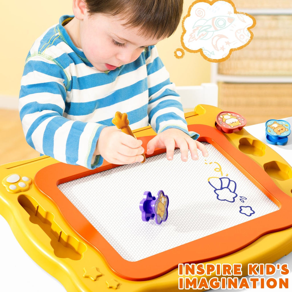 Beby Buty Large Magnetic Drawing Board for Toddlers - Doodle Board with Stamps and Templates, Erasable Writing Pad, Educational Travel Toy for Kids Ages 3-8