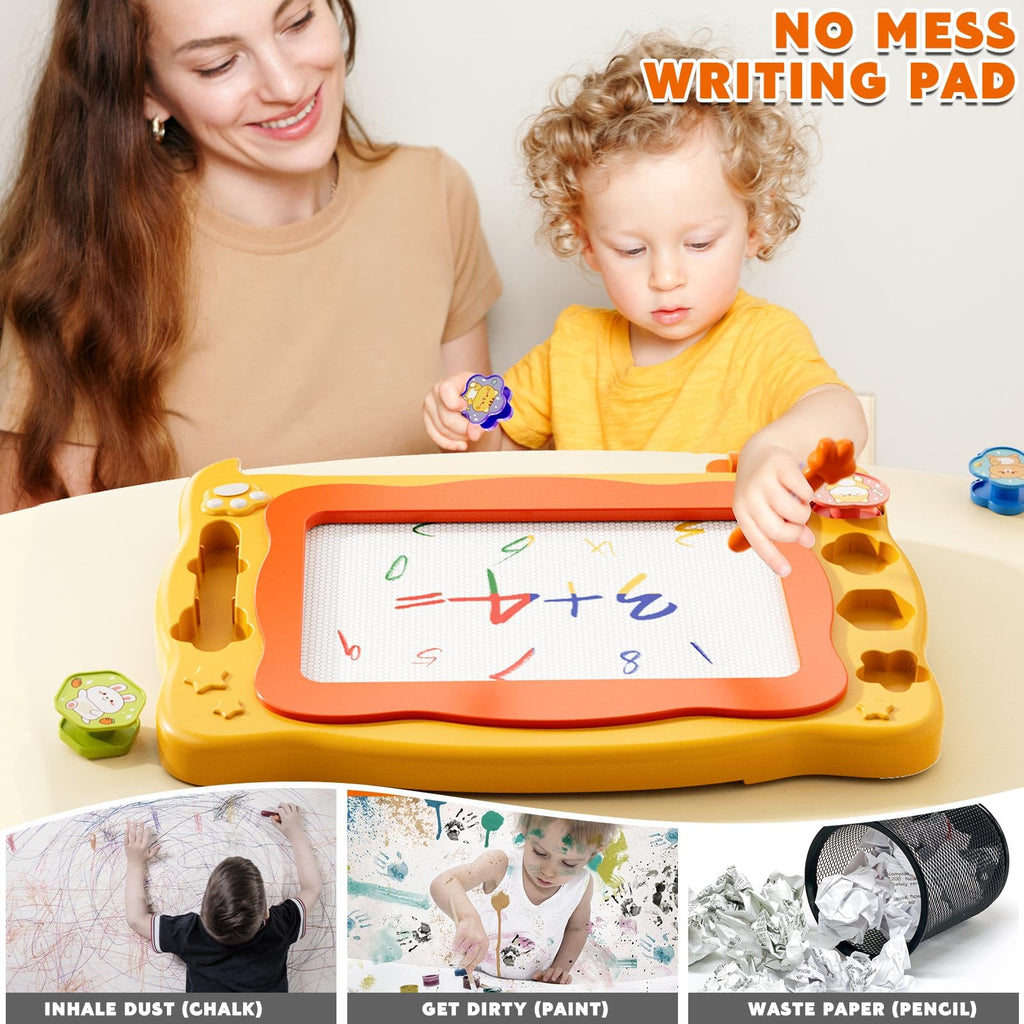 Beby Buty Large Magnetic Drawing Board for Toddlers - Doodle Board with Stamps and Templates, Erasable Writing Pad, Educational Travel Toy for Kids Ages 3-8