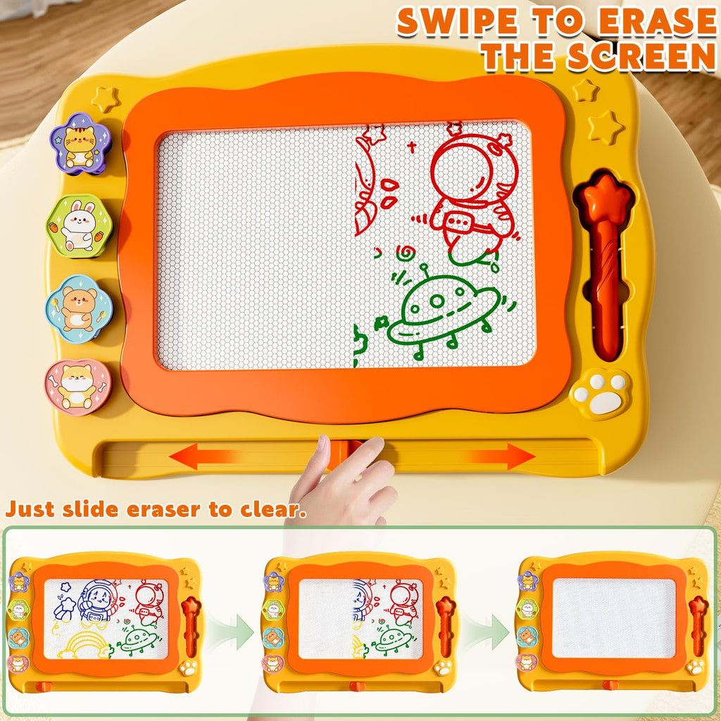 Beby Buty Large Magnetic Drawing Board for Toddlers - Doodle Board with Stamps and Templates, Erasable Writing Pad, Educational Travel Toy for Kids Ages 3-8