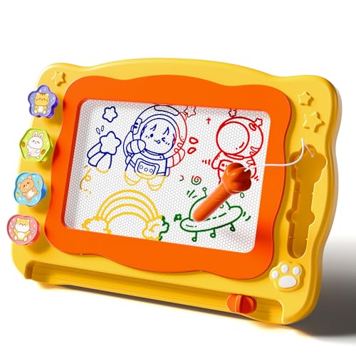 Beby Buty Large Magnetic Drawing Board for Toddlers - Doodle Board with Stamps and Templates, Erasable Writing Pad, Educational Travel Toy for Kids Ages 3-8