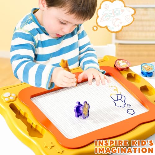 Beby Buty Large Magnetic Drawing Board for Toddlers - Doodle Board with Stamps and Templates, Erasable Writing Pad, Educational Travel Toy for Kids Ages 3-8