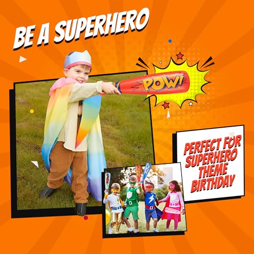 Bedwina 12-Pack 20-Inch Inflatable Baseball Bats - Colorful Vinyl Bats with 'Pow' - Carnival Prizes and Party Favors