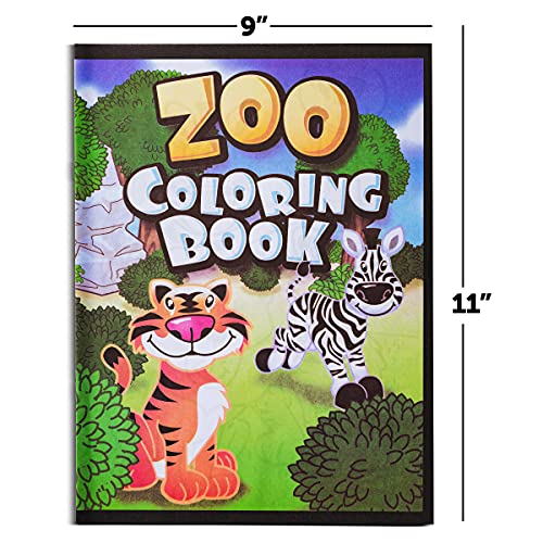 Bedwina 18-Pack Zoo Animal Coloring Books for Kids – 9x11 Inch Bulk Party Favors with Jungle Safari Animals