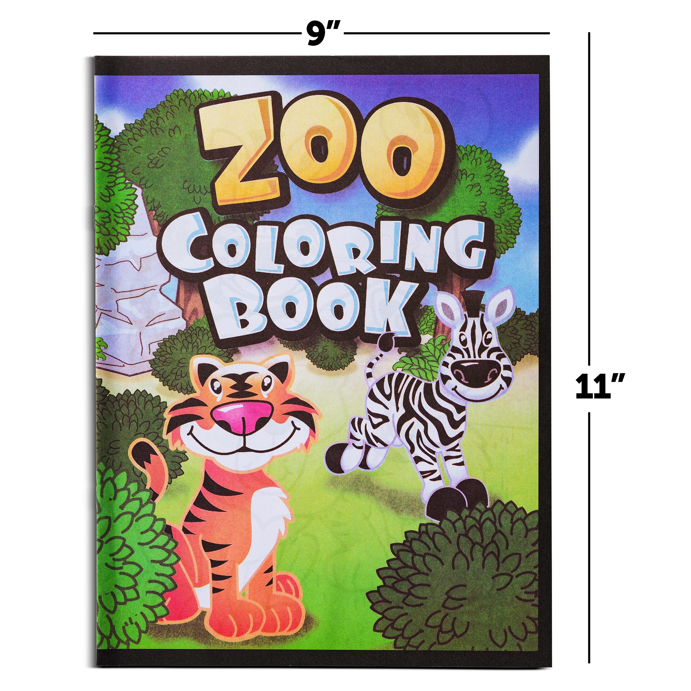 Bedwina 18-Pack Zoo Animal Coloring Books for Kids – 9x11 Inch Bulk Party Favors with Jungle Safari Animals