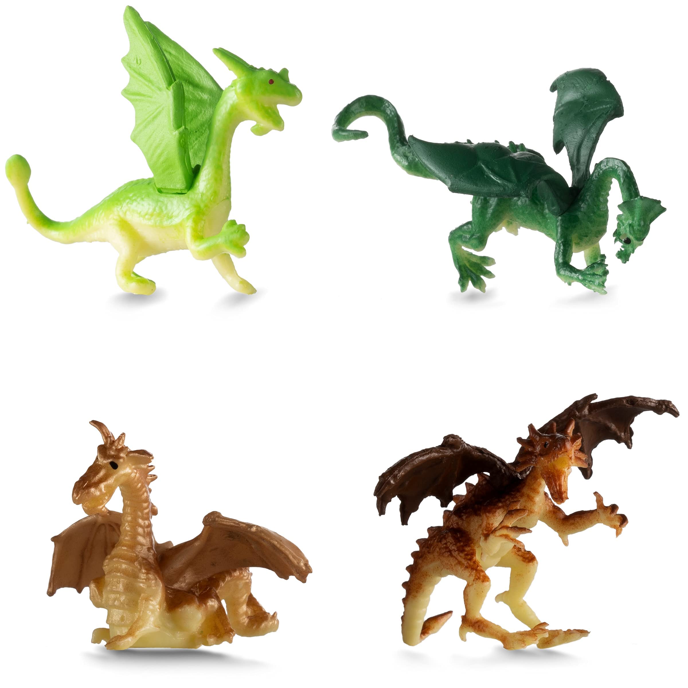 Bedwina 36-Pack Mini Dragon Toys – 2 Inch Assorted Rubber Plastic Figurines for Party Favors, Cupcake Toppers, and Creative Play