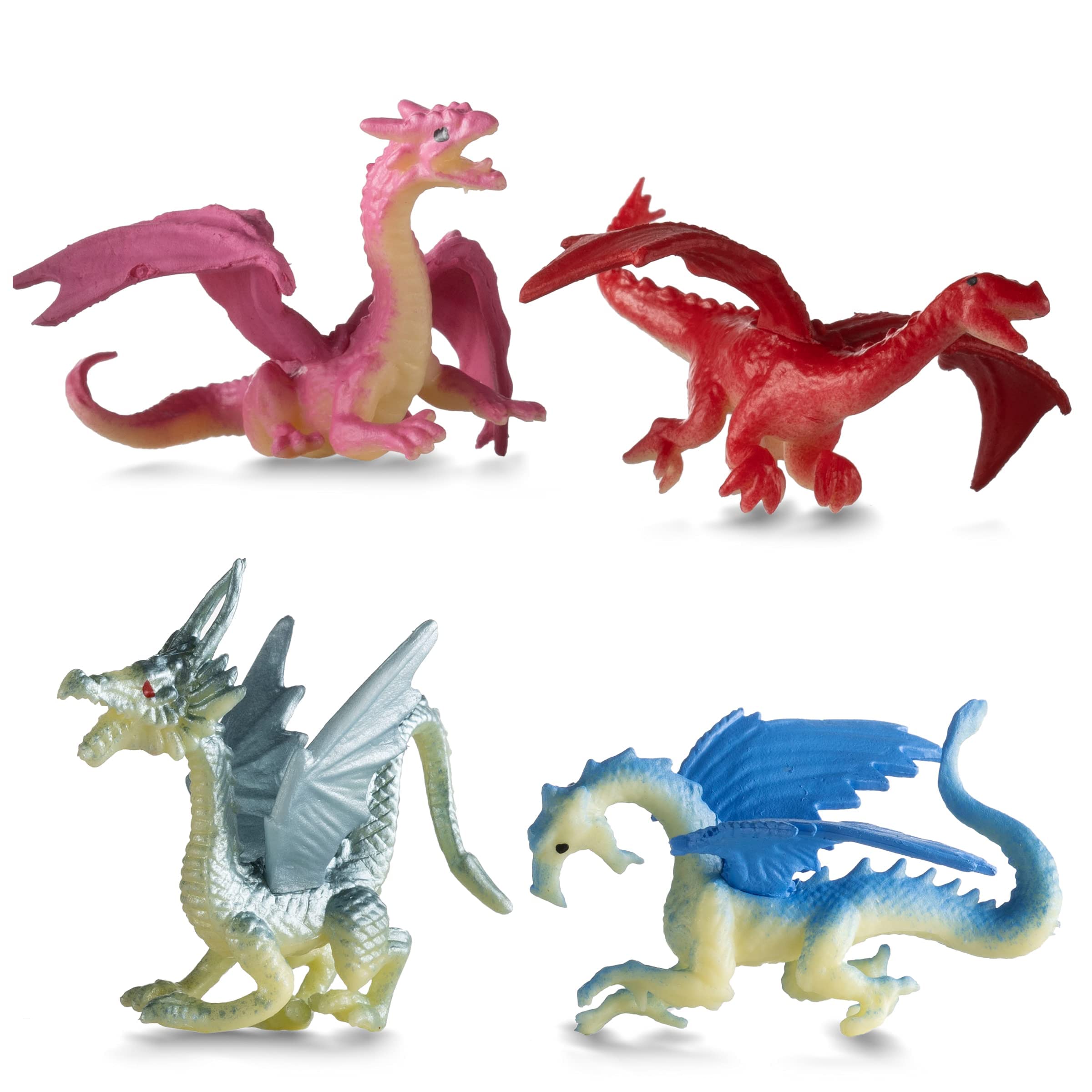 Bedwina 36-Pack Mini Dragon Toys – 2 Inch Assorted Rubber Plastic Figurines for Party Favors, Cupcake Toppers, and Creative Play