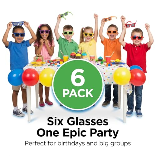 Bedwina Block Building Glasses – 6 Neon Sunglasses with Extra Bricks for DIY Party Favors