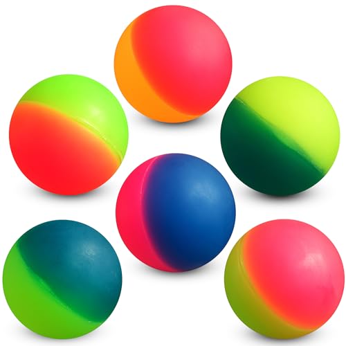 Bedwina Jumbo Super Bouncy Balls - 2.35 Inch (60mm) Pack of 6 - Bright Neon Colors for Party Favors & Carnival Prizes