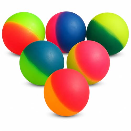 Bedwina Jumbo Super Bouncy Balls - 2.35 Inch (60mm) Pack of 6 - Bright Neon Colors for Party Favors & Carnival Prizes