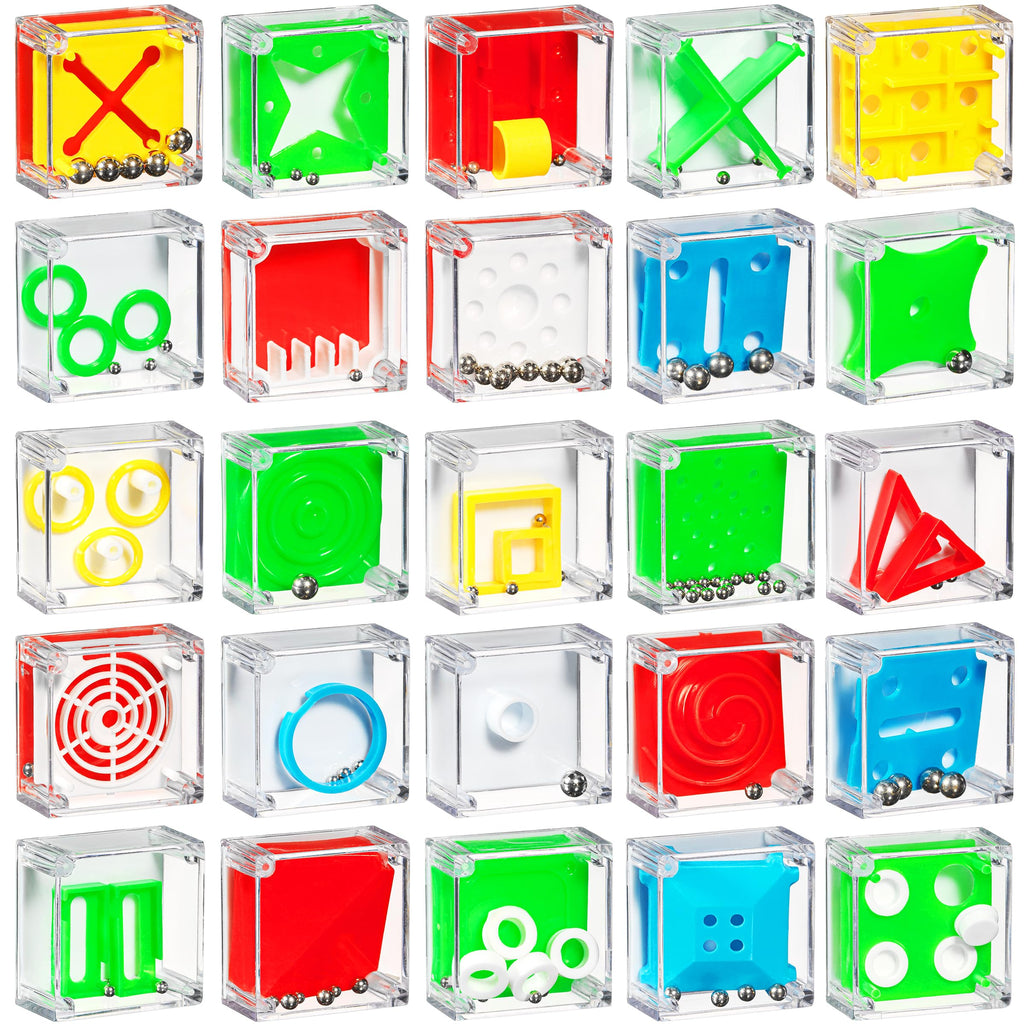 Bedwina Mini Cube Puzzle Set - 24 Pack of Brain Teaser Maze Ball Games for Kids Teens Adults Party Favors