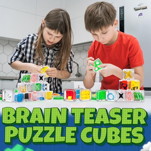 Bedwina Mini Cube Puzzle Set - 24 Pack of Brain Teaser Maze Ball Games for Kids Teens Adults Party Favors