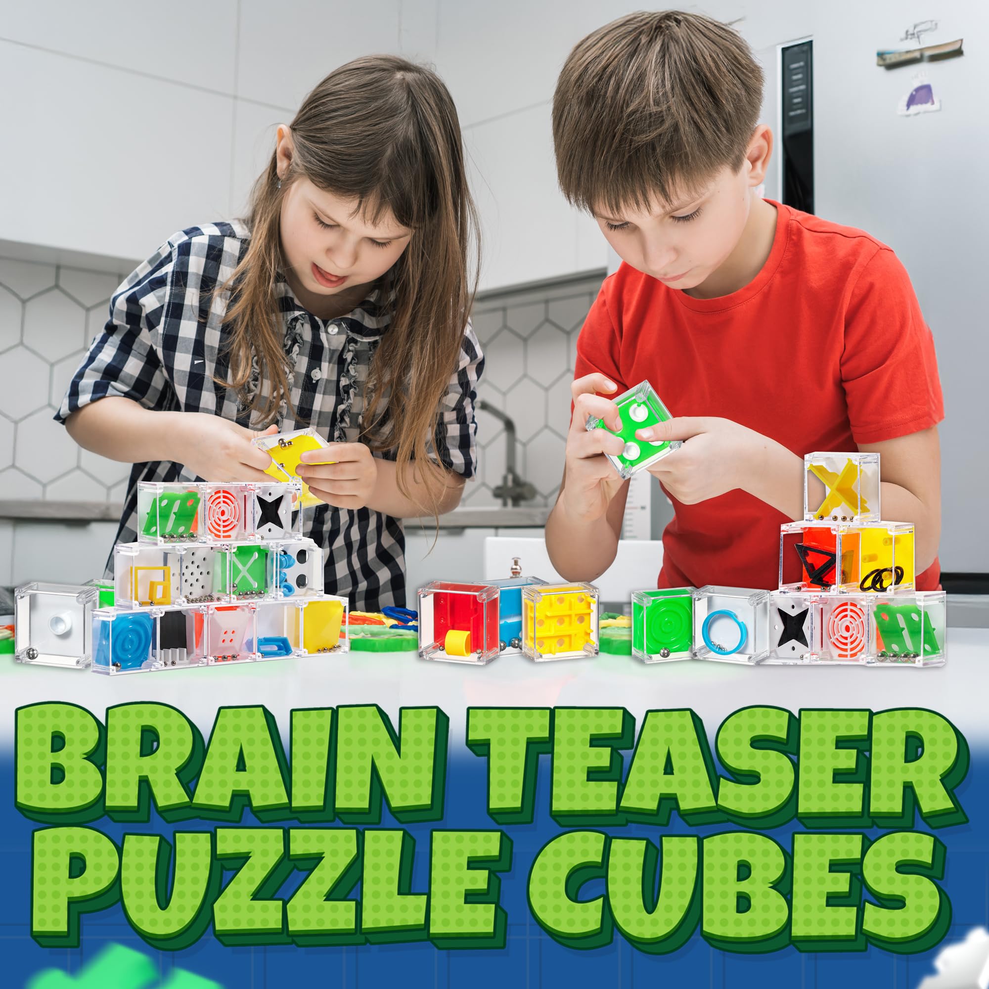 Bedwina Mini Cube Puzzle Set - 24 Pack of Brain Teaser Maze Ball Games for Kids Teens Adults Party Favors