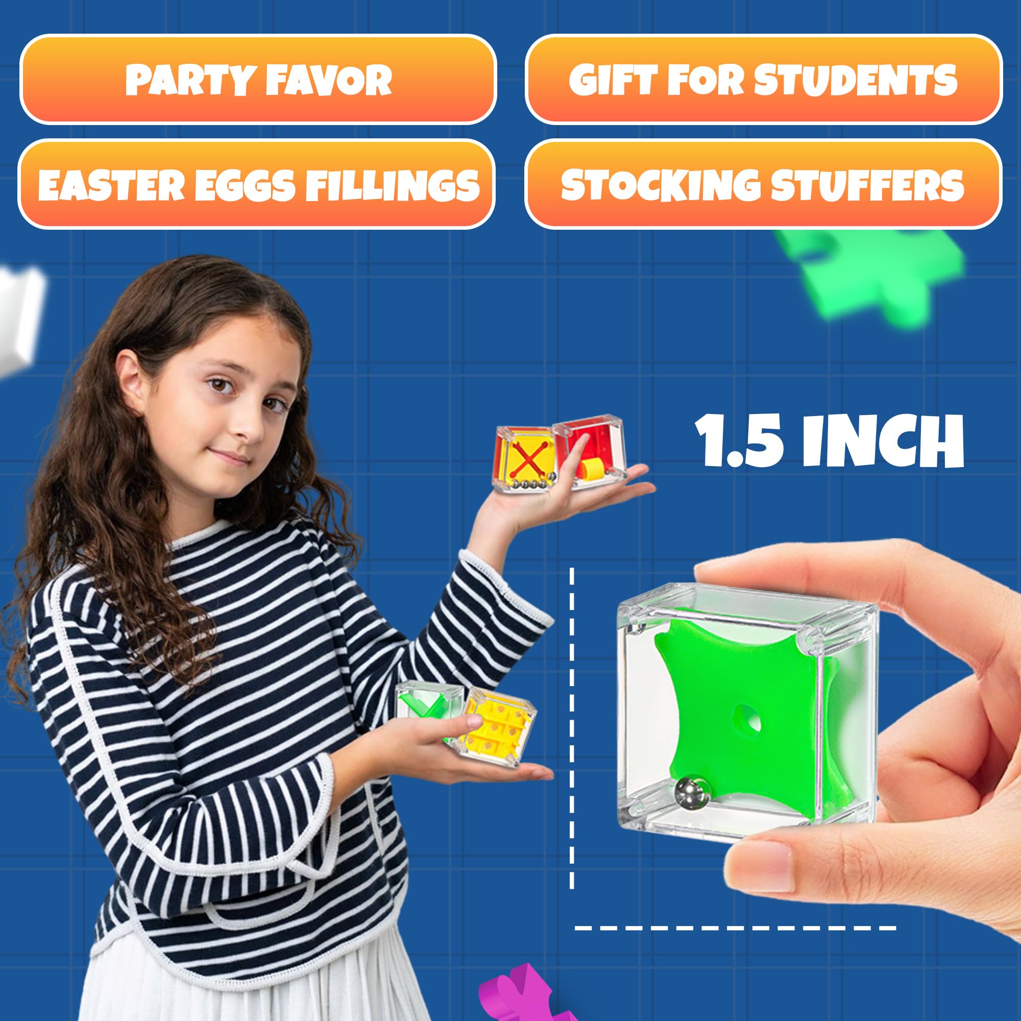Bedwina Mini Cube Puzzle Set - 24 Pack of Brain Teaser Maze Ball Games for Kids Teens Adults Party Favors