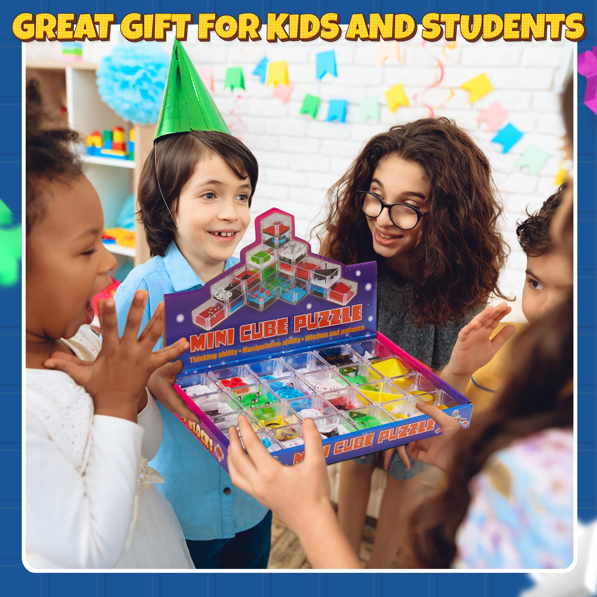 Bedwina Mini Cube Puzzle Set - 24 Pack of Brain Teaser Maze Ball Games for Kids Teens Adults Party Favors