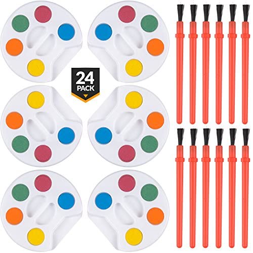 Bedwina Mini Watercolor Paint Set - Bulk Pack of 24 for Kids Party Favors
