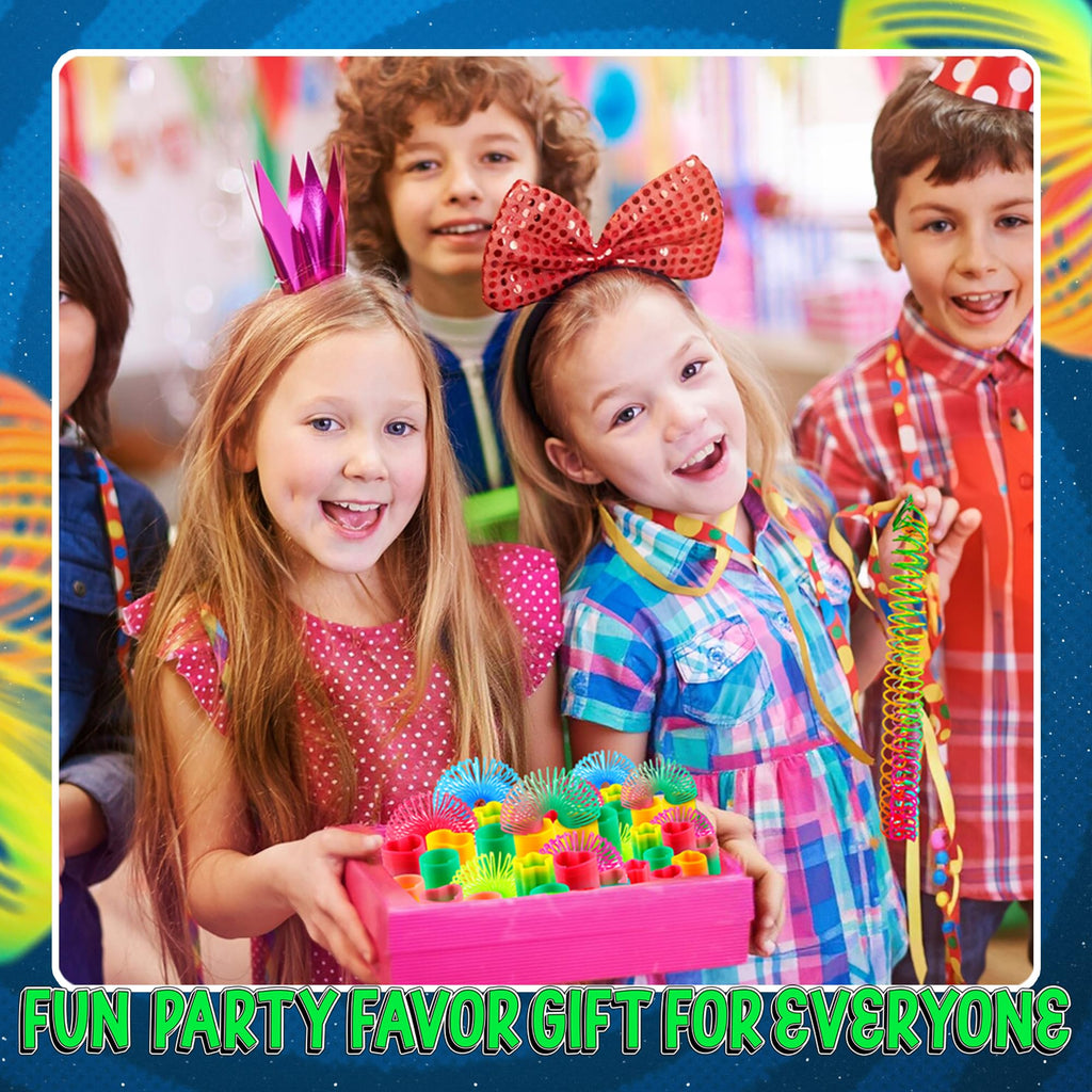 Bedwina Rainbow Spring Toy Assortment – 50-Pack of Mini Plastic Coil Springs for Party Favors