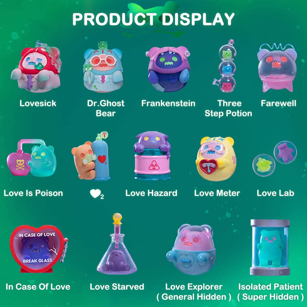 BEEMAI Ghost Bear Lovesick Lab Blind Box - Random Kawaii Figure Collectible Toy for Ages 15+