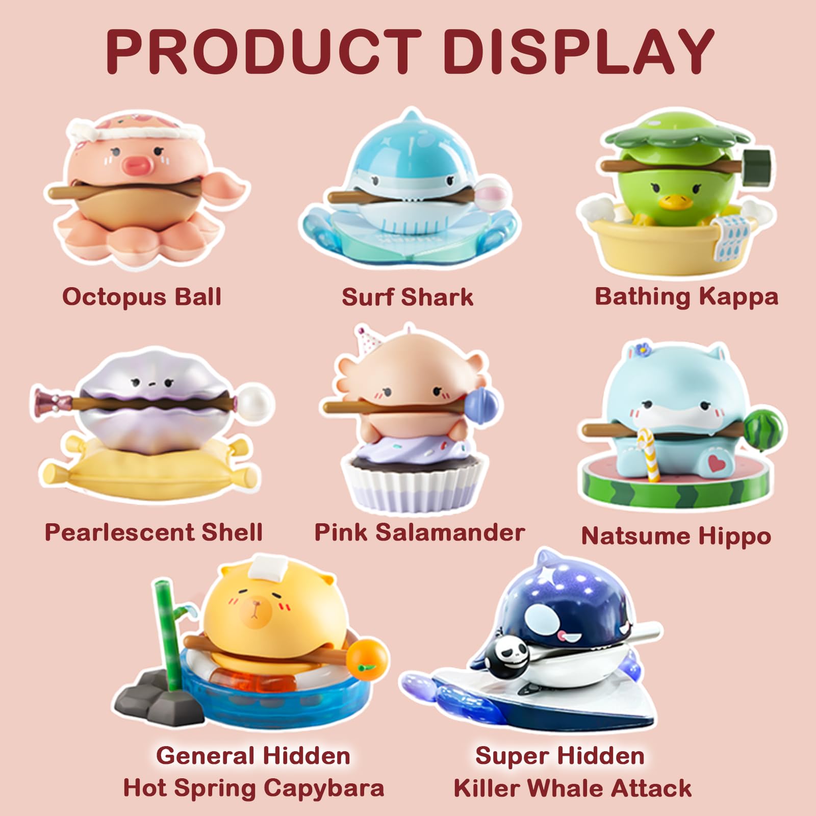 BEEMAI Lucky Wooden Fish Series 1 Blind Box – Random Collectible Figure (2.6-3.5 in), Hand-Painted PVC/ABS, Hidden Editions