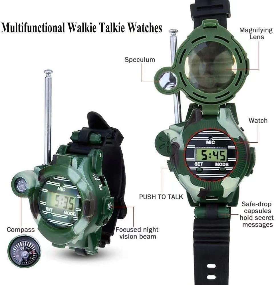 Beenavee Walkie Talkie Watch for Kids – 2 Pack Spy Toy with 7 Functions, Up to 150m Range