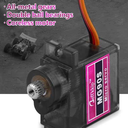 Beffkkip MG90S Micro Servo Motor 4-Pack – Metal Gear, 9g, for Arduino and RC Projects
