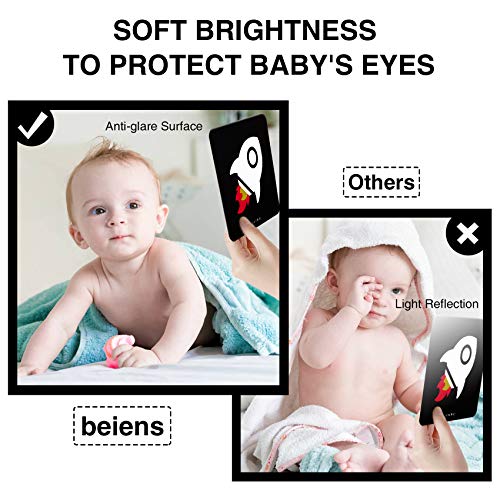 beiens High Contrast Baby Flashcards – Black & White Visual Stimulation Cards for 3-6 Months, 20 Double-Sided Cards with Anti-Glare Matte Finish