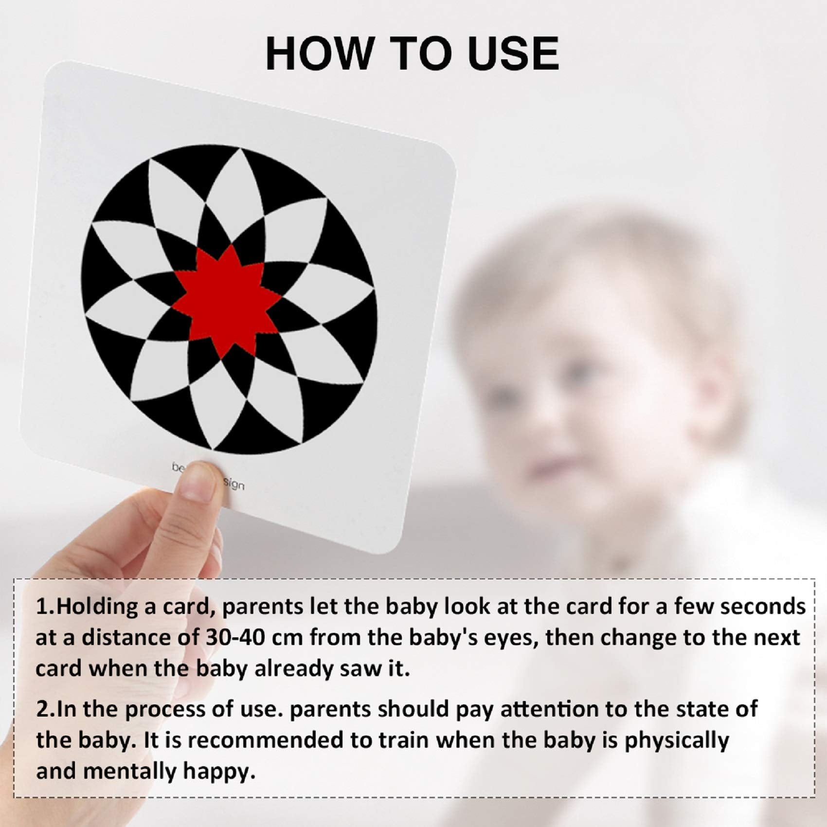 beiens High Contrast Baby Flashcards – Black & White Visual Stimulation Cards for 3-6 Months, 20 Double-Sided Cards with Anti-Glare Matte Finish