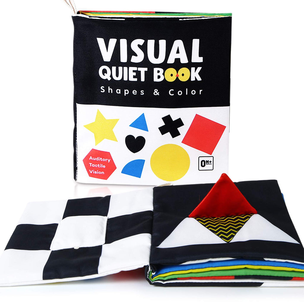 beiens High Contrast Black and White Baby Book – Soft Cloth Sensory Toy with Mirror, Crinkle, and Bibi Sound for 0-12 Months