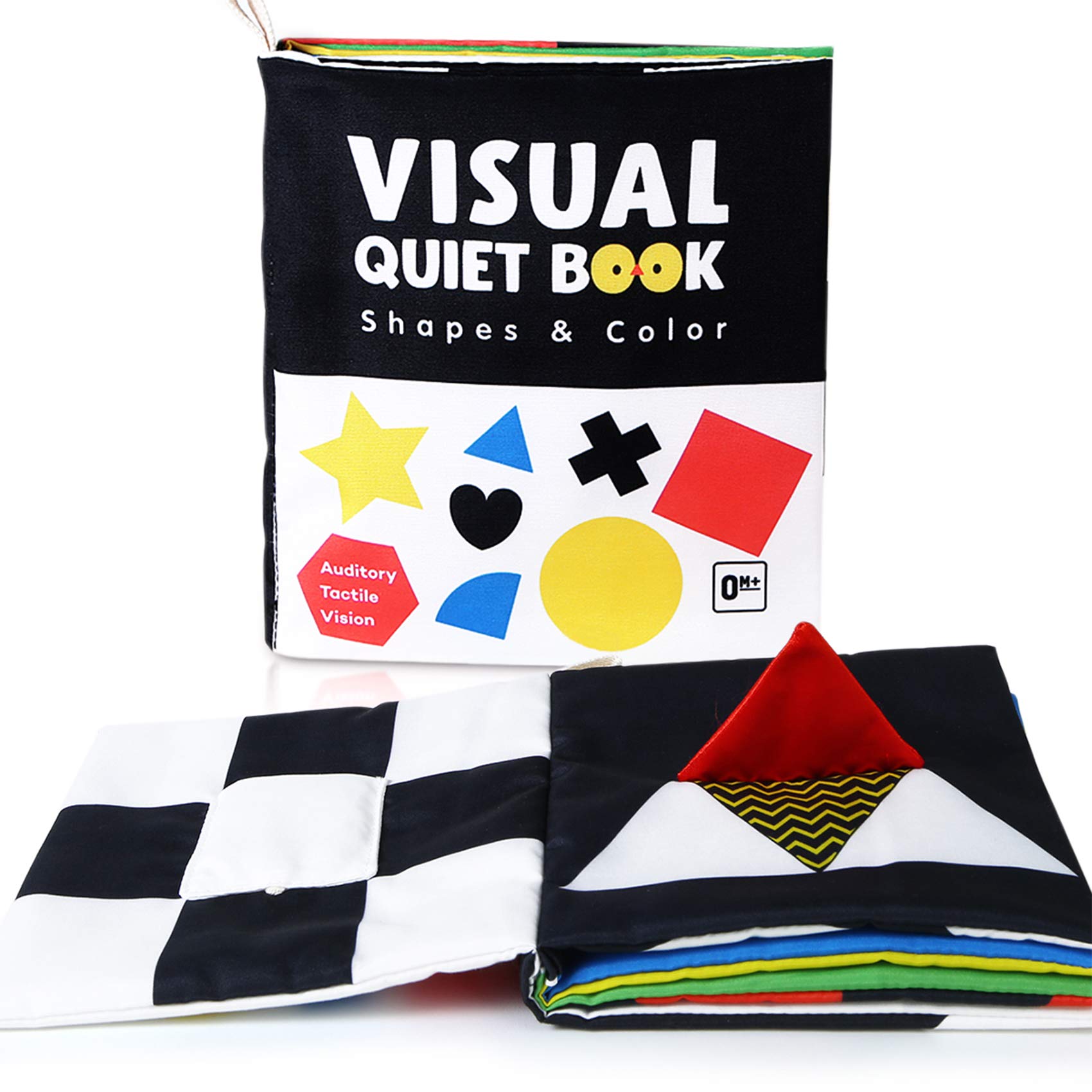 beiens High Contrast Black and White Baby Book – Soft Cloth Sensory Toy with Mirror, Crinkle, and Bibi Sound for 0-12 Months
