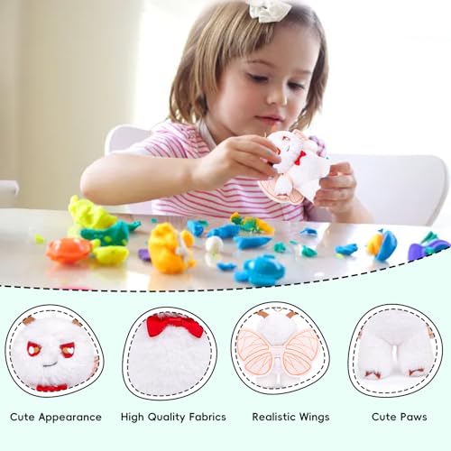 Beige Silk Moth Plush Keychain – 6.5in Soft Crystal Cotton Stuffed Animal Toy with Bow