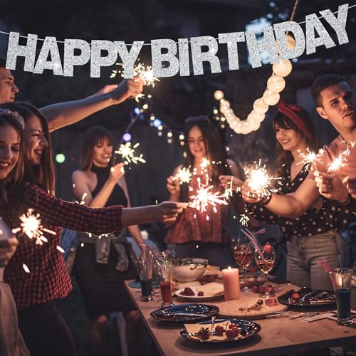 BEISHIDA 116 Pcs DIY Letter Banner Kit – Customizable Glitter Silver Letters & Numbers for Parties