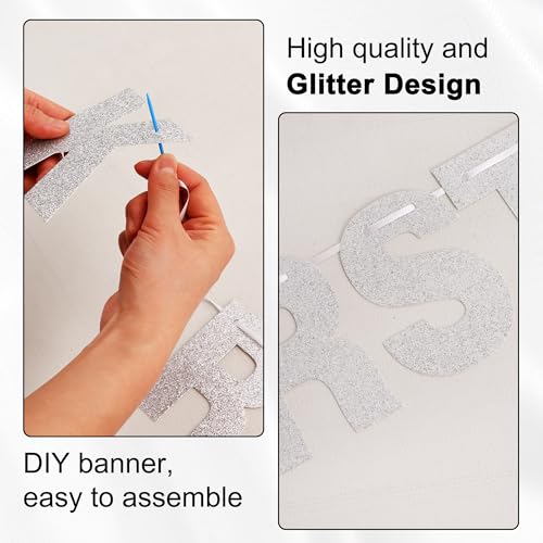 BEISHIDA 116 Pcs DIY Letter Banner Kit – Customizable Glitter Silver Letters & Numbers for Parties