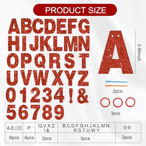 BEISHIDA 116-Piece DIY Glitter Red Letter Banner Kit – Customizable A-Z Letters & Numbers for Birthday, Wedding, Graduation Decor