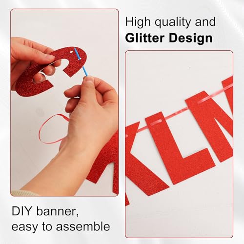 BEISHIDA 116-Piece DIY Glitter Red Letter Banner Kit – Customizable A-Z Letters & Numbers for Birthday, Wedding, Graduation Decor