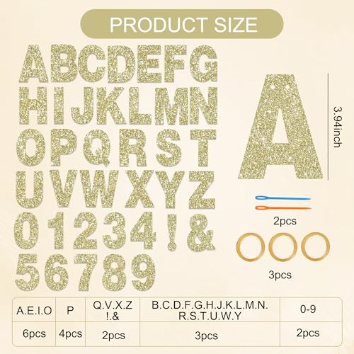 BEISHIDA 116-Piece DIY Letter Banner Kit – Champagne Gold Glitter, Customizable for Birthdays, Weddings, Graduations