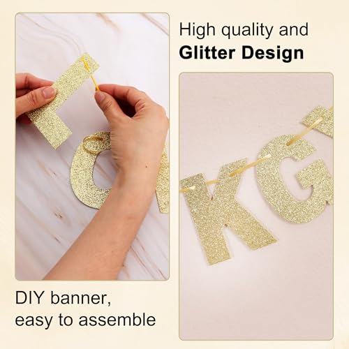 BEISHIDA 116-Piece DIY Letter Banner Kit – Champagne Gold Glitter, Customizable for Birthdays, Weddings, Graduations