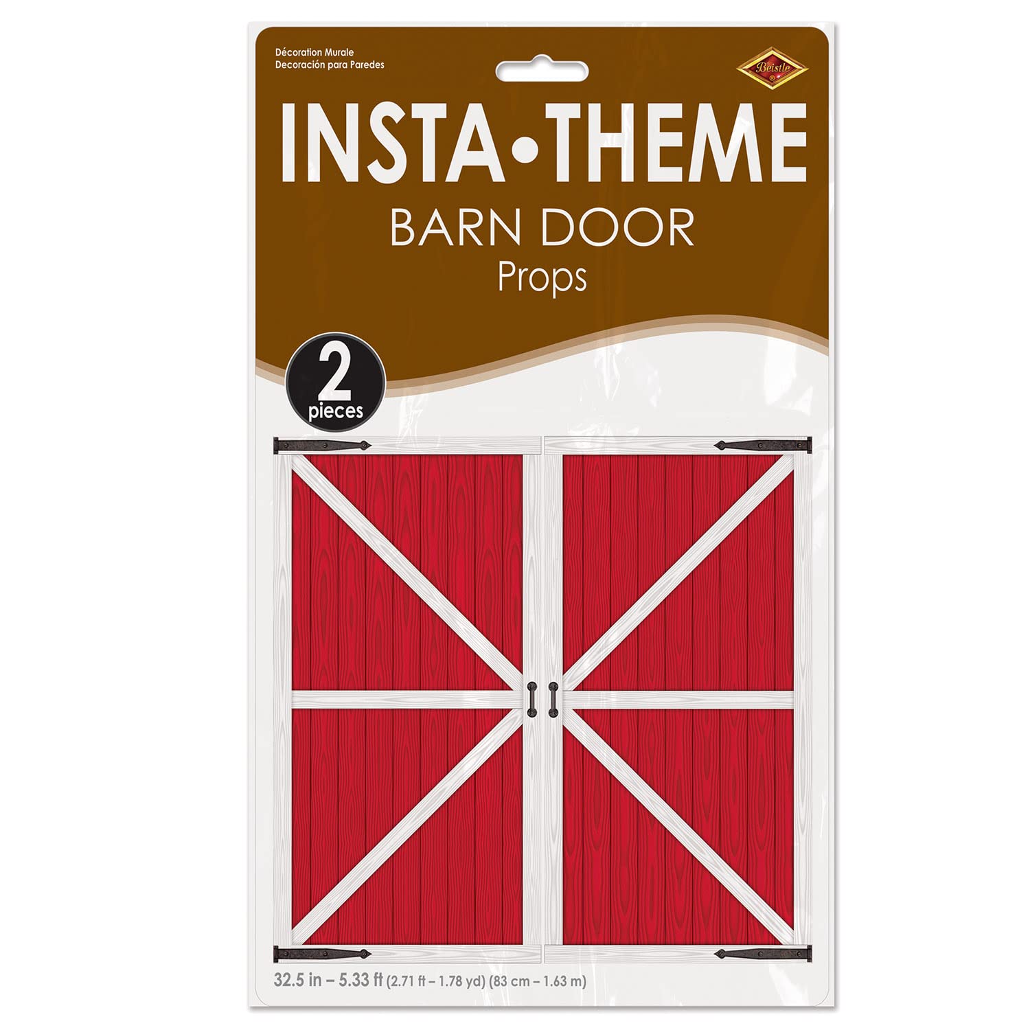 Beistle Barn Door Props (2 Sheets) 33.5x65In Farm Party Decoration