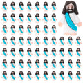 Bememo 100 Pack Mini Rubber Jesus Figurines – Cyan Color, 1.2 x 1.4 Inches, for Easter Eggs, Party Favors, Sunday School & Baptism Gifts